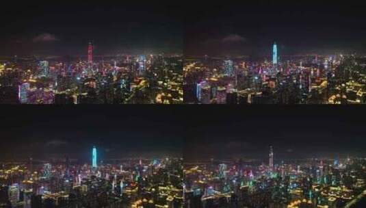 航拍深圳市区灯光秀夜景高清在线视频素材下载