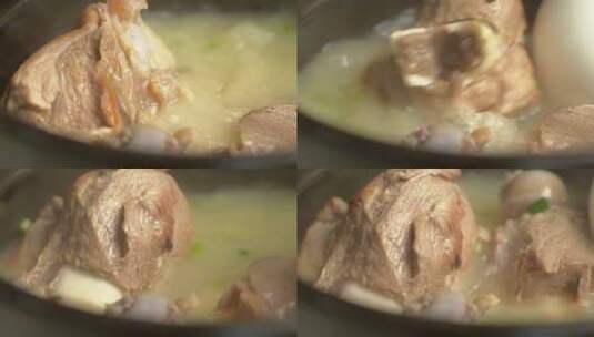 营养美食骨头汤炖肉慢动作高清在线视频素材下载