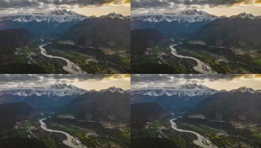 西藏雅鲁藏布大峡谷 南迦巴瓦峰 日出高清在线视频素材下载
