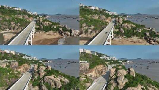 沿海公路航拍汽车行驶在海边公路福建海岸线高清在线视频素材下载