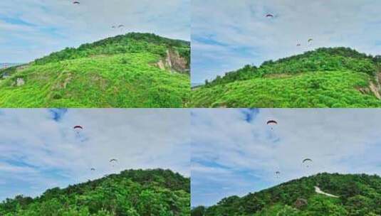 海边滑翔伞青岛风光青岛航拍高清在线视频素材下载