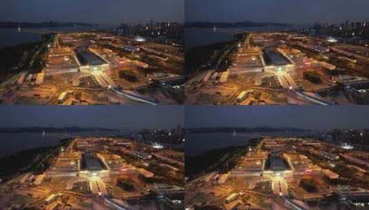 深圳湾口岸夜景高清在线视频素材下载