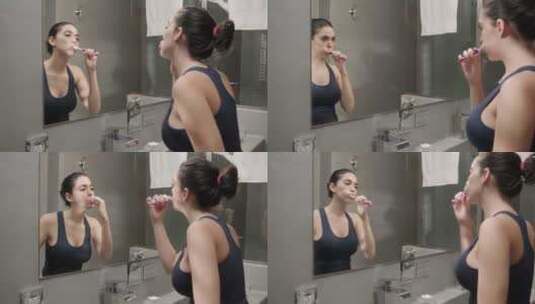 女孩刷牙高清在线视频素材下载