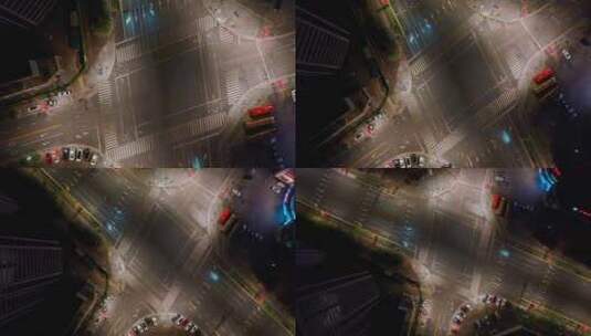 航拍俯视城市交通路口高清在线视频素材下载