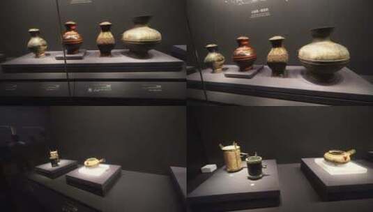 湖南省博物馆马王堆墓馆展览文物古代物品高清在线视频素材下载