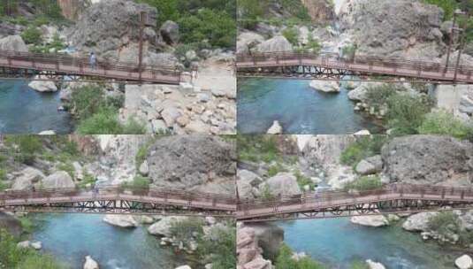建在瀑布上的桥高清在线视频素材下载