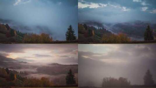 山谷中的云雾高清在线视频素材下载