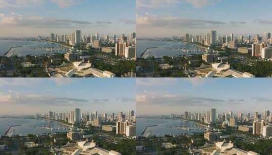 航拍滨海城市风景高清在线视频素材下载
