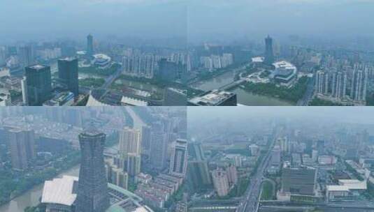 杭州环球中心 杭州雾霾天高清在线视频素材下载