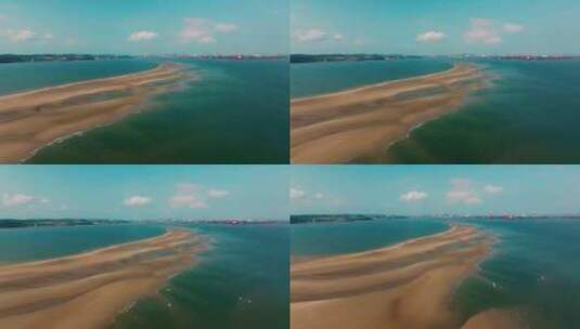 航拍企沙港大海风光高清在线视频素材下载