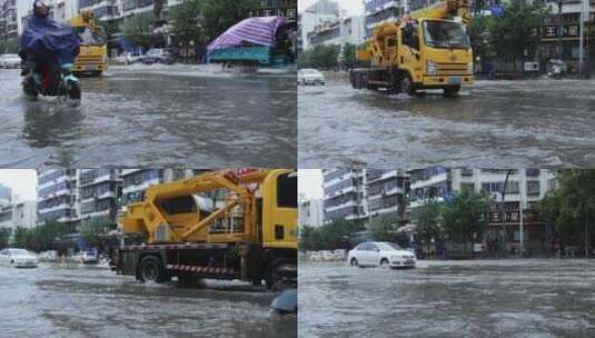 西安突发暴雨路面积水严重高清在线视频素材下载