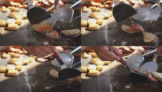 美食煎炒豆腐角高清在线视频素材下载