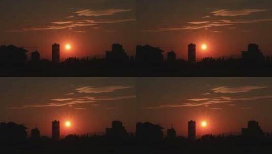 夕阳 傍晚 太阳落山延时摄影高清在线视频素材下载