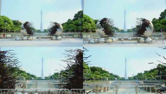 广州 小蛮腰 广州塔 珠江新城 广场雕塑高清在线视频素材下载