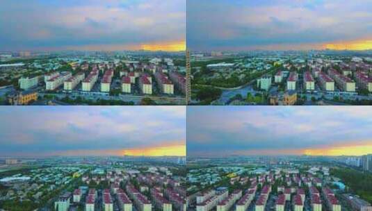 上海徐汇区华泾镇小区别墅全景4K航拍高清在线视频素材下载