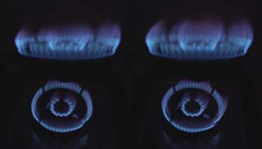 燃气灶打火瞬间、火焰、蓝色火焰高清在线视频素材下载