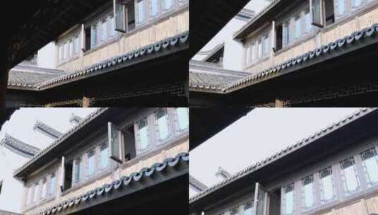 中国传统中式园林建筑光影和白墙高清在线视频素材下载