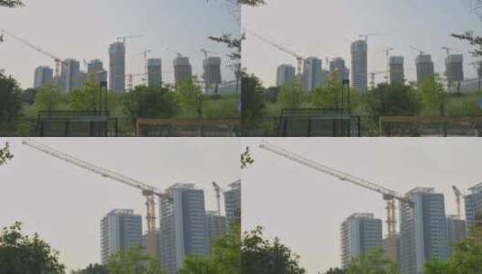 建筑工程高楼大厦起吊机高清在线视频素材下载