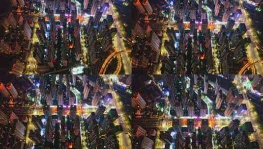 中国河南郑州城市居住区夜景航拍高清在线视频素材下载