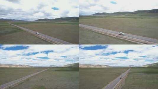 自驾西藏 无人公路航拍高清在线视频素材下载