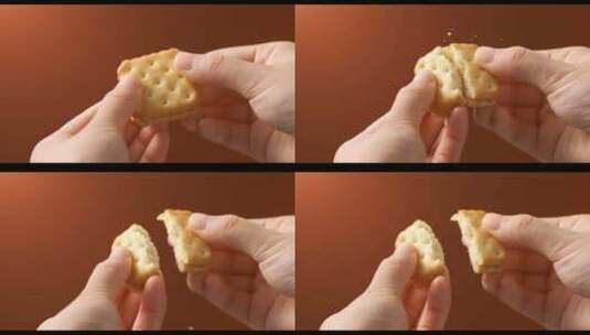 芝士奶酪夹心黄油饼干掰开高清在线视频素材下载