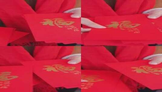 春节亚洲女性手拿红包高清在线视频素材下载