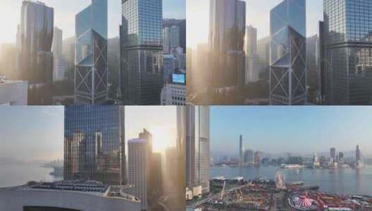 香港中银大厦清晨阳光高清在线视频素材下载