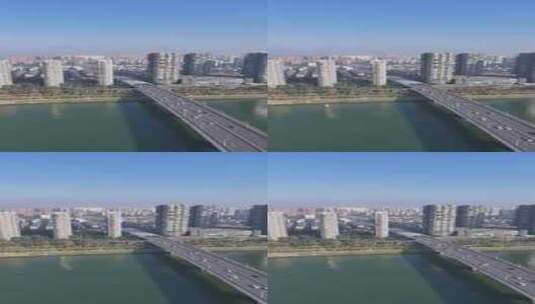 湖南长沙福元路大桥及房地产高清在线视频素材下载