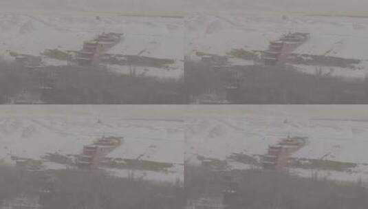 莫高窟冬季雪景航拍D-log高清在线视频素材下载