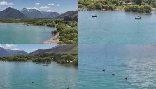 航拍新西兰格林诺奇湖面自然风光高清在线视频素材下载