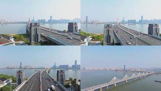 南昌朝阳大桥航拍高清在线视频素材下载