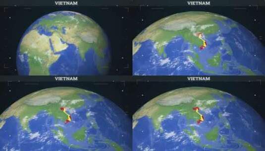 越南地图来自地球与国旗高清在线视频素材下载