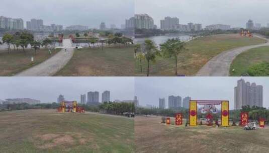 阳江市鸳鸯湖公园航拍高清在线视频素材下载