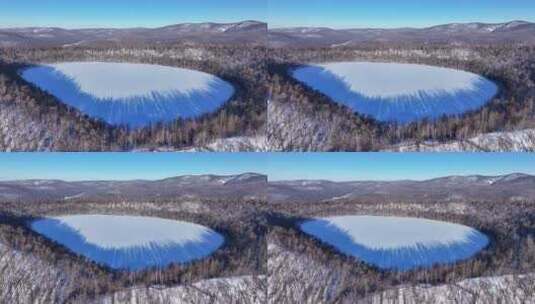 阿尔山天池冬景高清在线视频素材下载
