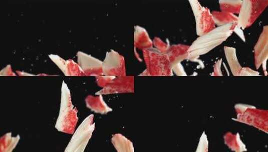 新鲜螃蟹棒在高速摄像机上以1000 Fp高清在线视频素材下载