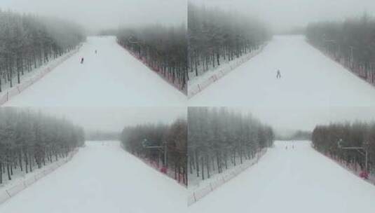 高山雪场雪道滑雪高清在线视频素材下载