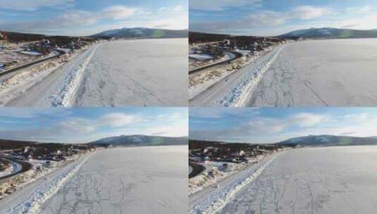 冬季荒野河道结冰高清在线视频素材下载