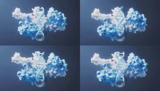 医药药物胶囊与DNA生物科技3D渲染高清在线视频素材下载