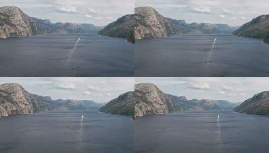 空中拍摄，平移在挪威Lysefjord的高清在线视频素材下载