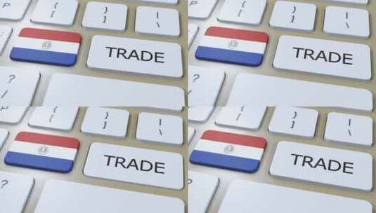 巴拉圭国旗和贸易文本按钮3D动画高清在线视频素材下载