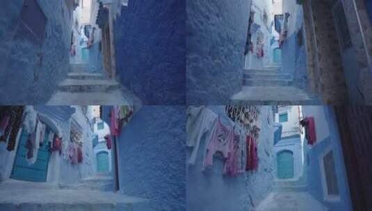 摩洛哥蓝色街道高清在线视频素材下载