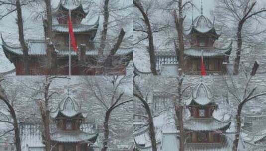 阿坝州松潘古城雪景素材高清在线视频素材下载