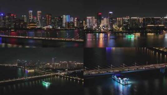 杭州夜景航拍高清在线视频素材下载