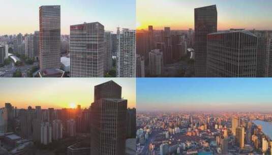 航拍上海长江大厦国华人寿保险公司大楼高清在线视频素材下载
