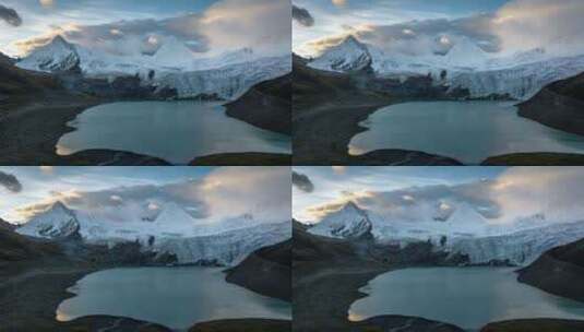 西藏那曲比如萨普神山圣山圣湖冰川延时高清在线视频素材下载