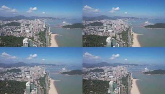 广东珠海城市风光大景蓝天白云航拍高清在线视频素材下载