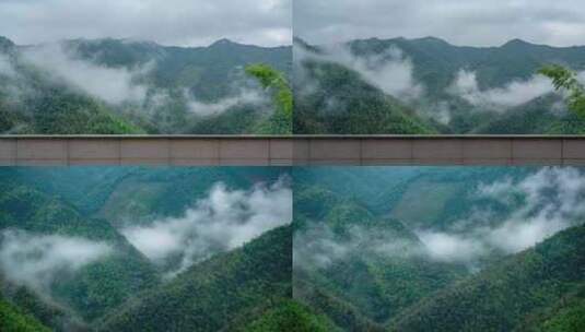 延时摄影 雾气缭绕 农村 森林 雨后高清在线视频素材下载