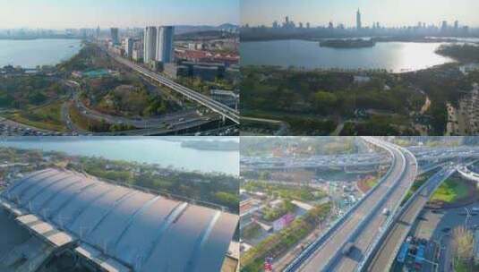 南京市玄武区新庄立交桥车流视频素材高清在线视频素材下载