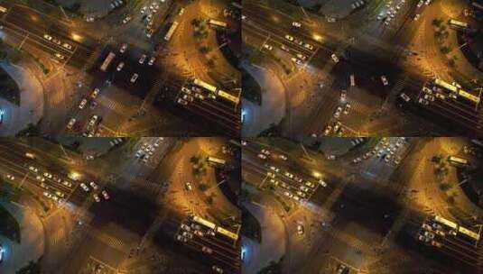 航拍城市夜晚交通道路车流街景高清在线视频素材下载