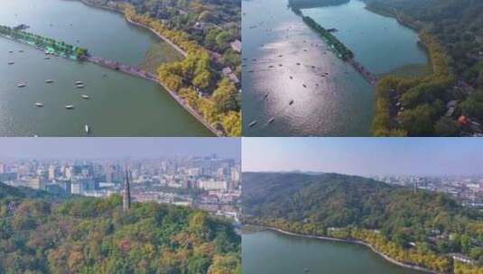 浙江杭州西湖景区断桥残雪风光航拍保俶塔旅高清在线视频素材下载